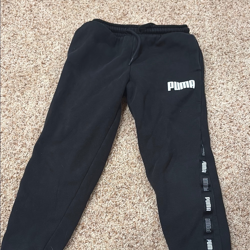 Puma Black Joggers with Logo Accents